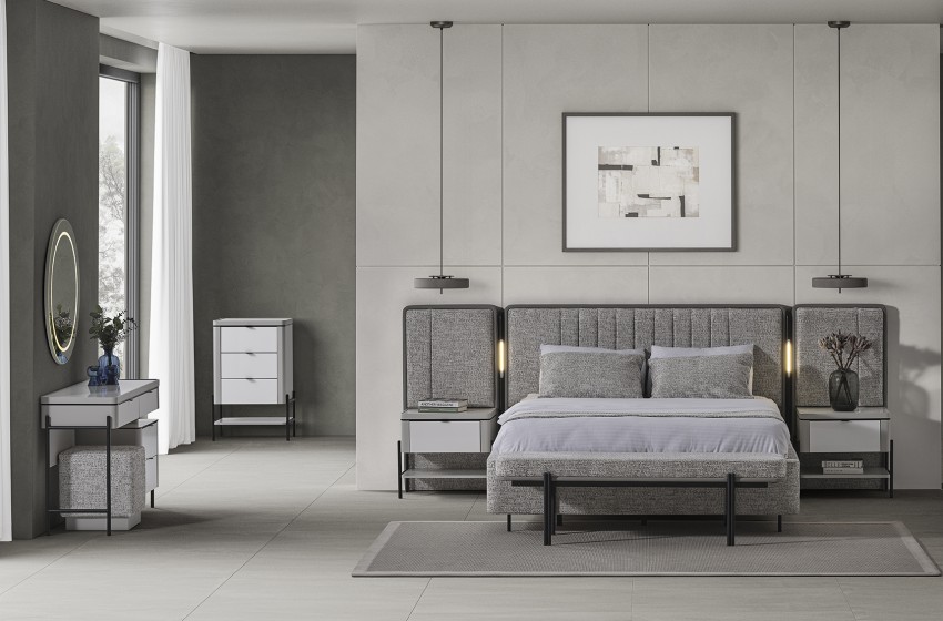 Moka Bazalı Yatak Odası - Gri