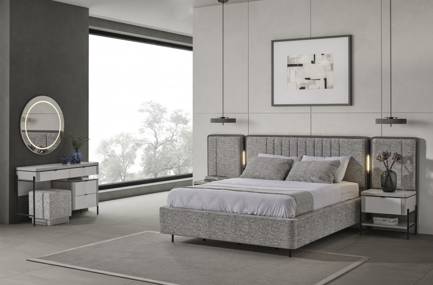Moka Bazalı Yatak Odası - Gri