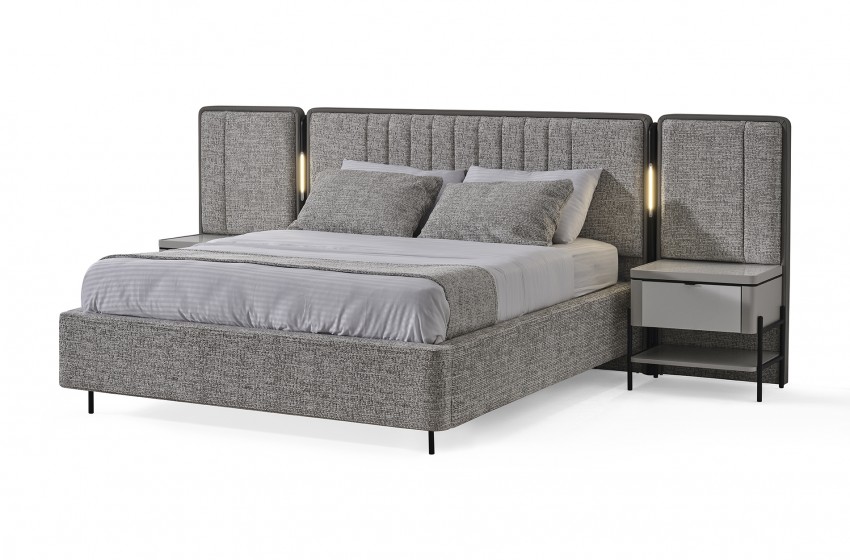 Moka Bazalı Karyola ve Başucu - Gri