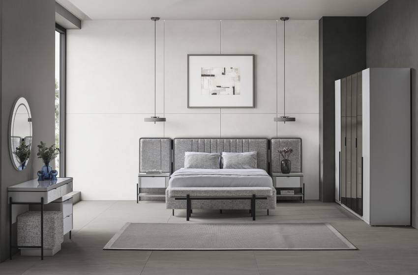 Moka Bazalı Yatak Odası - Gri