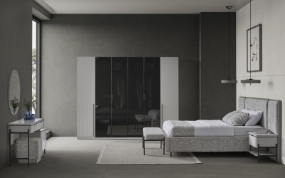 Moka Bazalı Yatak Odası - Gri