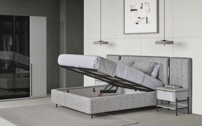 Moka Bazalı Karyola ve Başucu - Gri