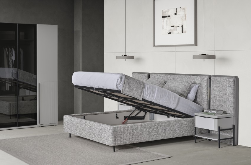 Moka Bazalı Karyola ve Başucu - Gri