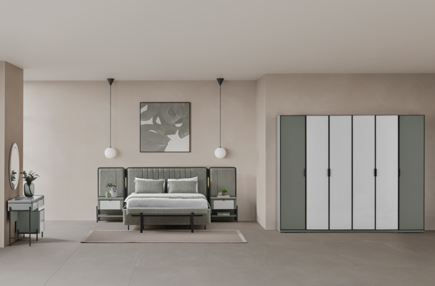 Moka Bazalı Yatak Odası - Yeşil