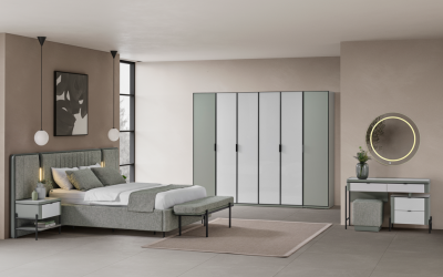 Moka Bazalı Yatak Odası - Yeşil