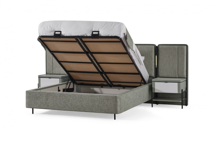 Moka Bazalı Karyola ve Başucu - Yeşil