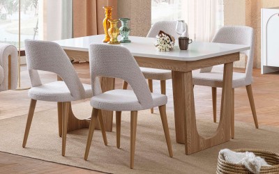 Malaga Ekru Yemek Masası Takımı Malaga Ekru Yemek Masası Takımı