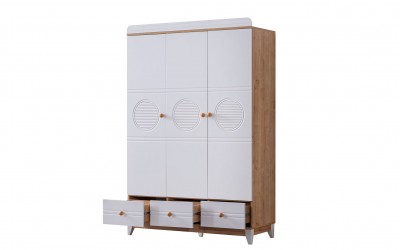 Alvin 3 Kapılı Gardırop-Meşe