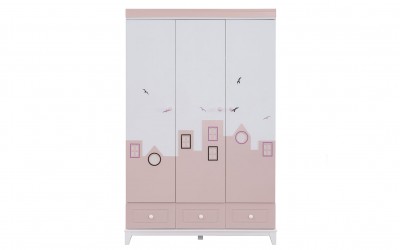 City 3 Kapılı Gardırop-Pembe City 3 Kapılı Gardırop-Pembe
