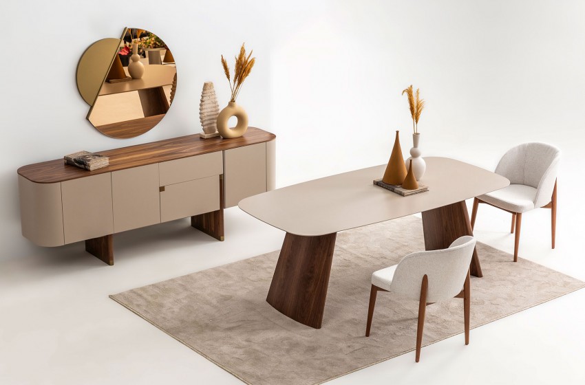 Delta Yemek Odası Bej-Ceviz