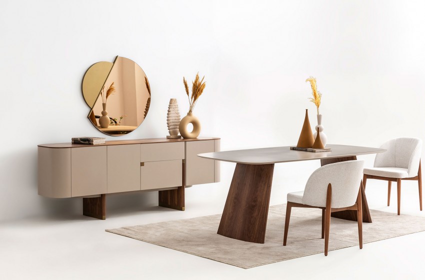 Delta Yemek Odası Bej-Ceviz