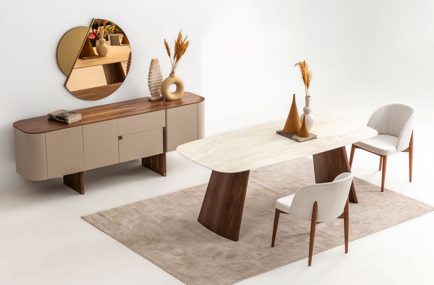 Delta Yemek Odası Bej-Ceviz