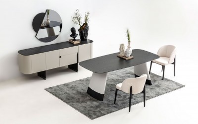 Delta Yemek Odası Gri-Siyah