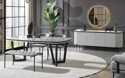 Tesla Gri Mermer Yemek Odası Tesla Gri Mermer Yemek Odası