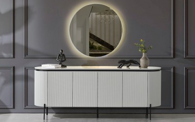 Tesla Gri Mermer Konsol