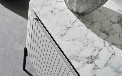 Tesla Gri Mermer Tv Sehpası