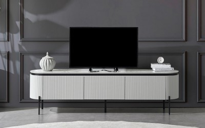 Tesla Gri Mermer Tv Sehpası