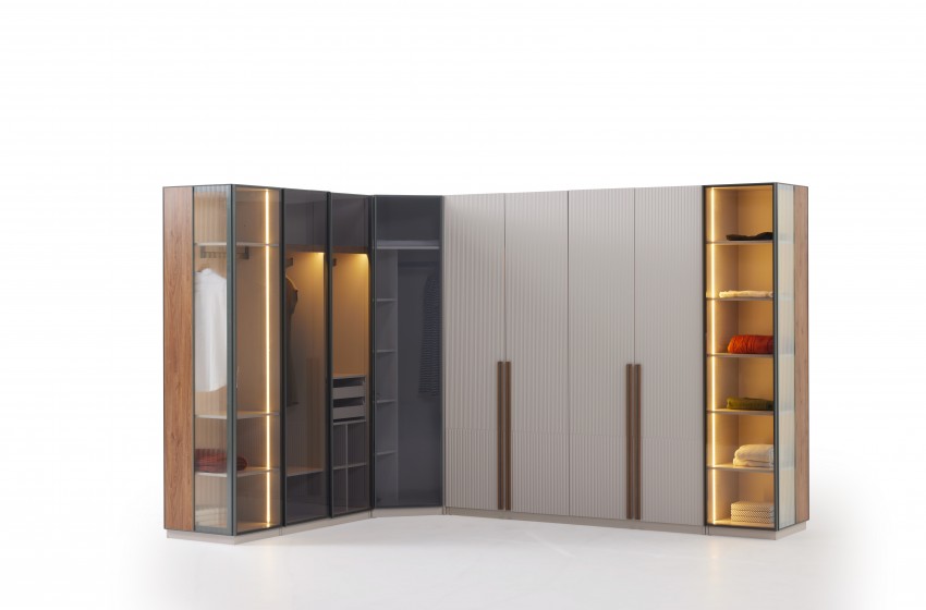 Lina Bazalı Yatak Odası - Köşe Dolaplı