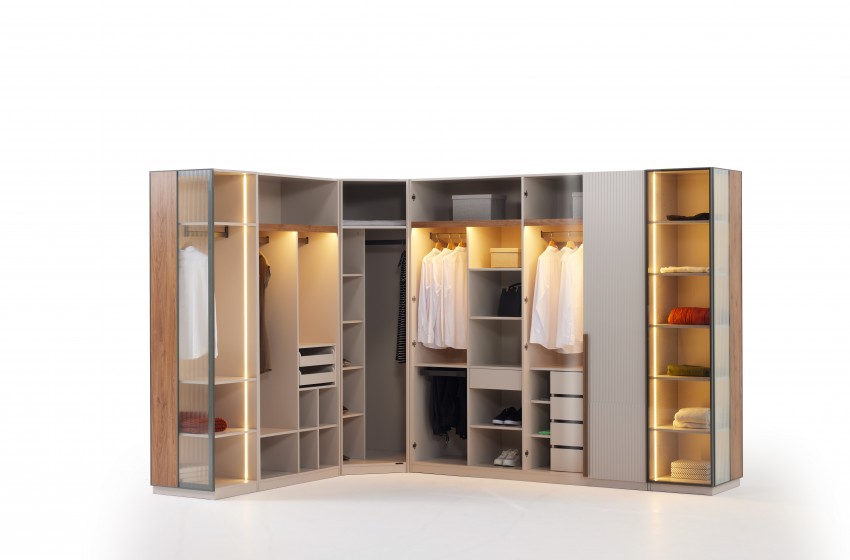 Lina Bazalı Yatak Odası - Köşe Dolaplı