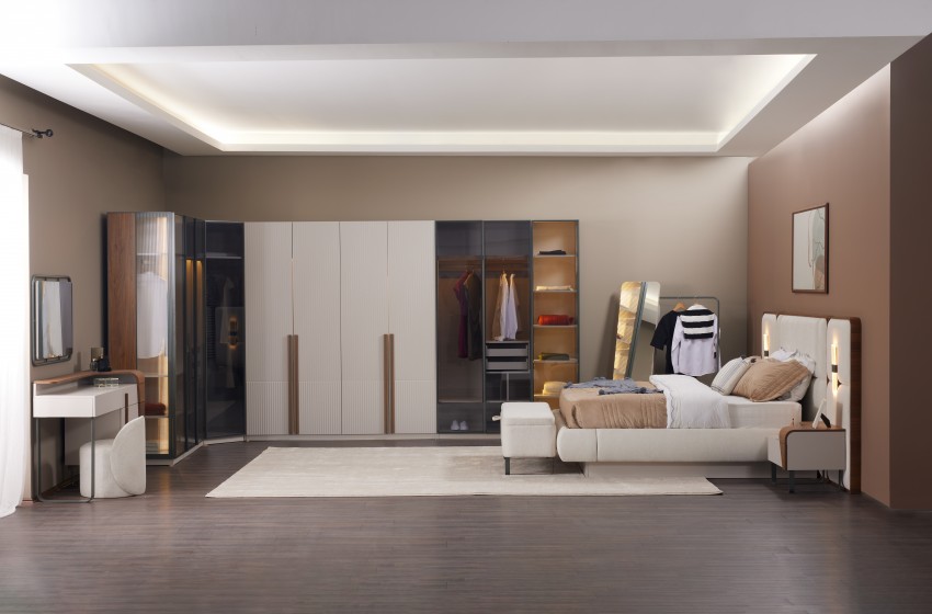 Lina Bazalı Yatak Odası - Köşe Dolaplı