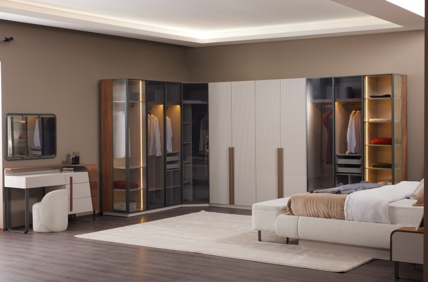 Lina Bazalı Yatak Odası - Köşe Dolaplı