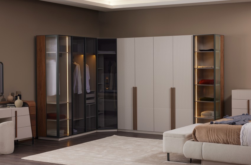 Lina Bazalı Yatak Odası - Köşe Dolaplı