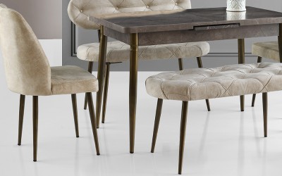 Ay Masa Takımı- Krem Kapitoneli