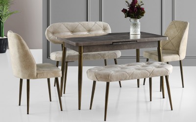 Ay Masa Takımı- Krem Kapitoneli