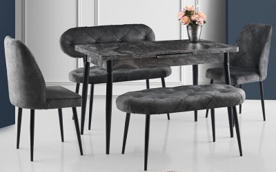 Ay Masa Takımı-Gri Kapitoneli