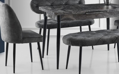 Ay Masa Takımı-Gri Kapitoneli