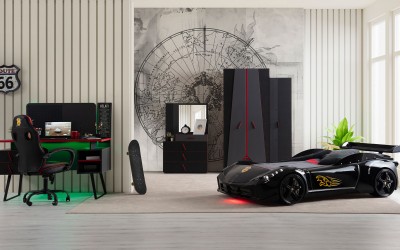 Gamer Arabalı Genç Odası-Siyah Gamer Arabalı Genç Odası-Siyah