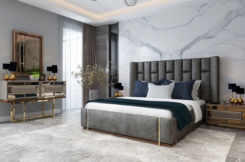 Elit Ahşap Bazalı Yatak Odası