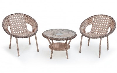 Merry Bej Rattan Çay Seti