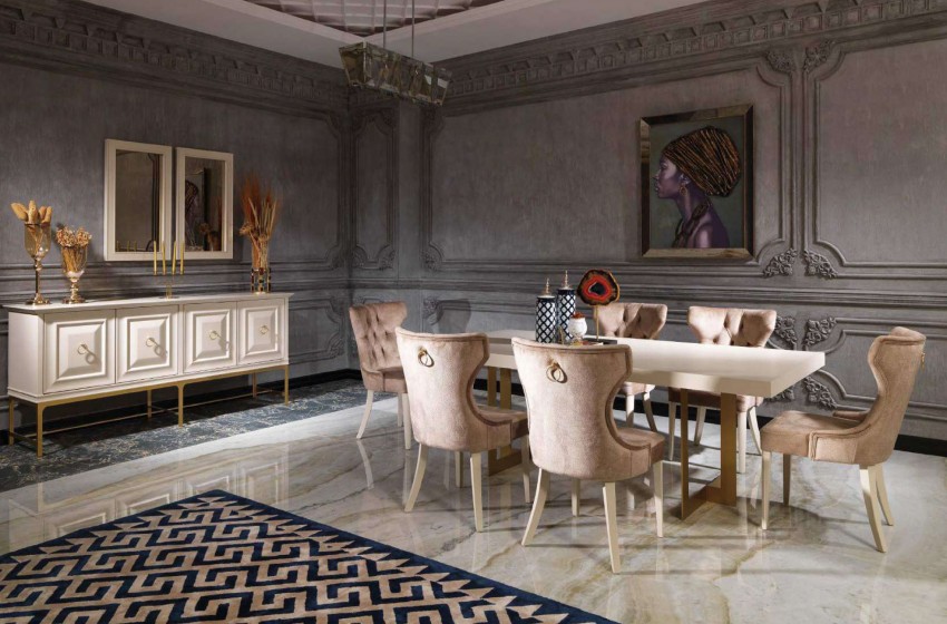 Nepal Krem Luxury Yemek Odası