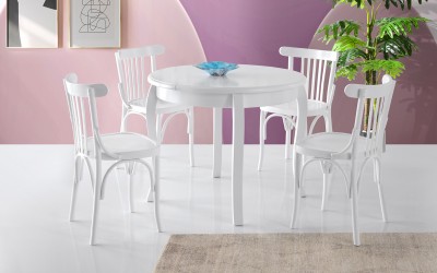 Begonya Beyaz Yemek Masası Takımı Begonya Beyaz Yemek Masası Takımı