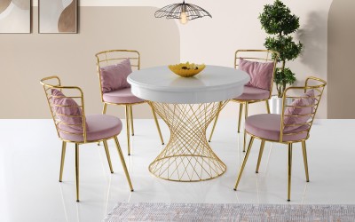 Menekşe Gold Yemek Masası Takımı