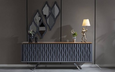 Lüxs Yaprak Antrasit - Ceviz Konsol