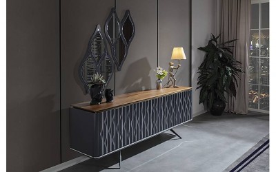 Lüxs Yaprak Antrasit - Ceviz Konsol