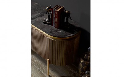 Tesla Ceviz Gold Yemek Odası