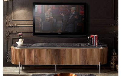 Tesla Ceviz Gümüş Tv Sehpası