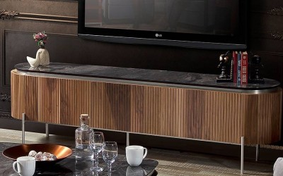 Tesla Ceviz Gümüş Tv Sehpası