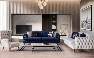 Rixos Chester Lacivert Salon Takımı