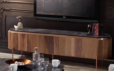 Tesla Ceviz Bronz Tv Sehpası