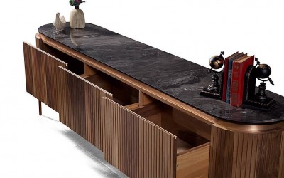 Tesla Ceviz Bronz Tv Sehpası