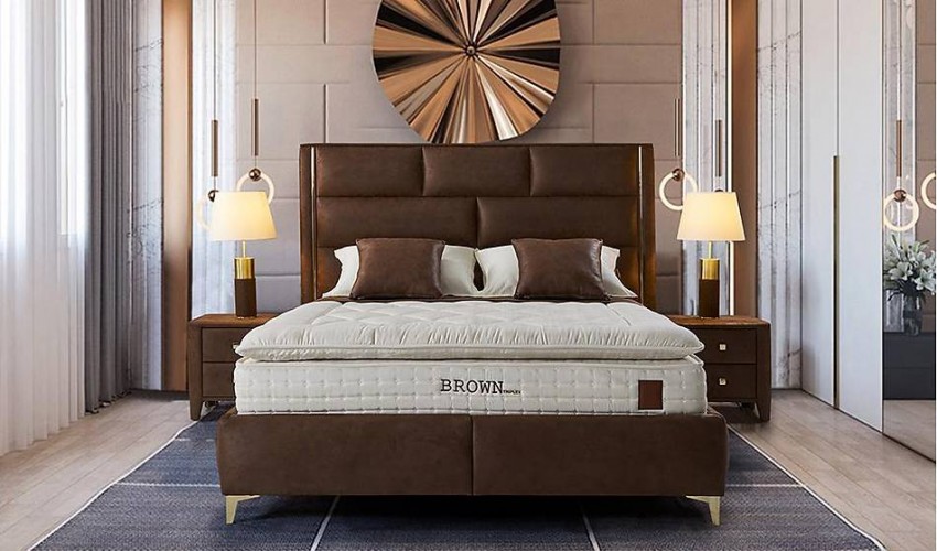 Brown Yatak Seti Baza + Başlık + Yatak