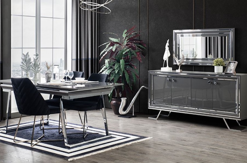 Asos Luxury Gri Yemek Odası