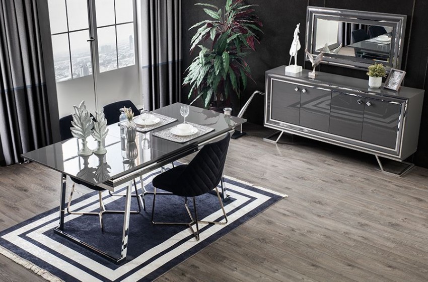 Asos Luxury Gri Yemek Odası