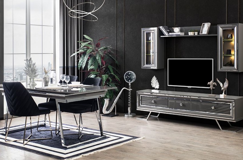 Asos Luxury Gri Yemek Odası
