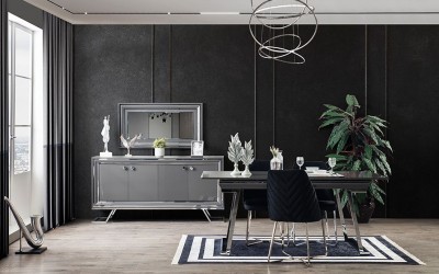 Asos Luxury Gri Yemek Odası
