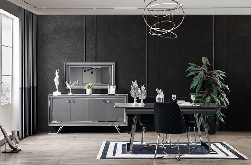 Asos Luxury Gri Yemek Odası